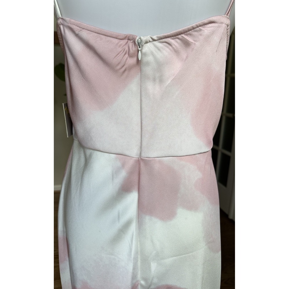 Taylor Cowl Neck Printed Satin Slip Dress Pink White Size 10 Midi Satin NWT - Picture 10 of 11
